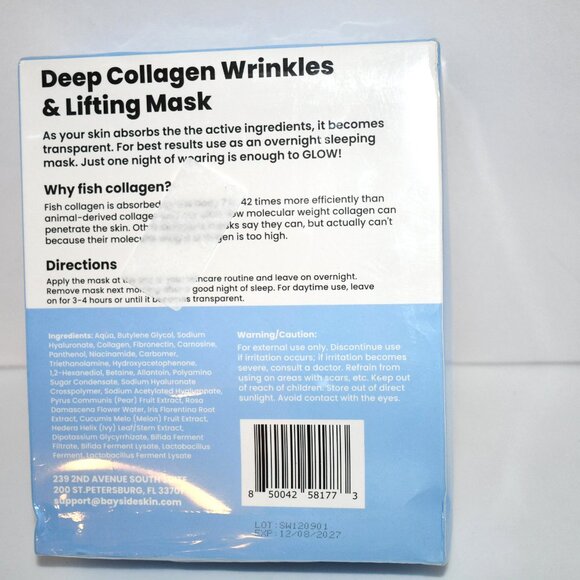Bayside Collagen Face Mask | Hydrating Overnight Facial Mask for Glass Skin, 10- - Picture 3 of 3